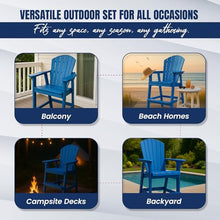 Phat Tommy Tall Adirondack Chair - HDPE Outdoor Furniture - Poly Adirondack Bar Stool - Heavy, Stress Free Furniture for Balcony, Deck, Patio, Front Porch, Blue