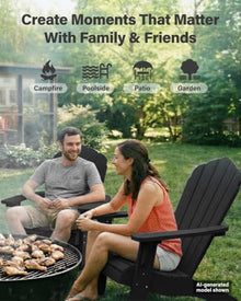 YEFU Oversized Adirondack Chair Set of 4 with Cup-Holder - Black