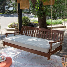 Cambridge Casual Robin Mahogany Wood 6 FT Porch Swing Bed, Upgraded Patio Porch Swing Daybed with Thick Oyster Cushion Support, 750 LBS, Outdoor Swing Bed for Garden, Backyard, or Porch