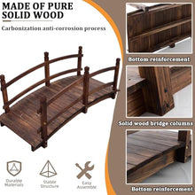 TT-YEL Decorative Pond Bridge Landscape, Wooden Curved Bridge with Safety Railings, Outdoor Pond Bridge Pedestrian Wooden Bridge for Garden, Creek, Brown,Total Length 180cm