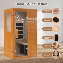 Real Relax Infrared Home Sauna, 1 Person Far Infrared Saunas for Home, Canadian Hemlock Wooden Indoor Sauna Room with LCD Control Panel, Bluetooth Speakers