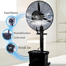 GFJYKDL Portable Misting Fan Black Large Standing Spray Fan Mister 320W/380W High Velocity Air Circulator Heavy Duty Industrial Floor Fans