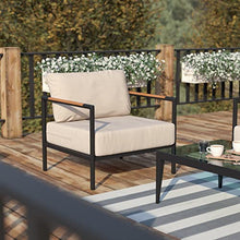 Flash Furniture Patio Chair with Cushions, Black/Beige