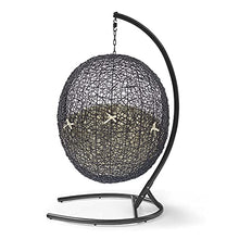 Swing Lounge Chair, Black Beige, Modern, Outdoor Patio Balcony Cafe Bistro Garden Hotel