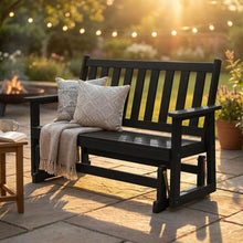Furnimart 2-Piece Patio Glider Bench Set, HDPE All-Weather Outdoor 2-Person Gliders, Heavy-Duty No-Wobble Frame, Supports 660 LBS Each, Porch, Backyard, Garden & Deck, Black