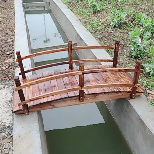 CMYUN Classic Natural Wood Garden Bridges, Decorative Small Bridge/Pond Bridges Outdoor, Backyard Yard Park Bridges, Heavy Duty Wooden Bridge