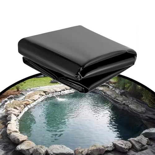 LWJQRSP Heavy Duty Black Pond Liner 8x16m with Underlay Sealing Film for Swimming Ponds Fountains Water Gardens and Waterfalls