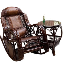 Rattan Rocking Chair, Cane Chair with Ergonomic Armrests, for Porch Garden and Balcony Lounging(Brown,118 * 100 * 64cm)