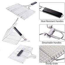 OEKFVCHVZ Grilling Net BBQ Grill Fish Basket Folding Portable Stainless Steel with Handle Outdoor Campin