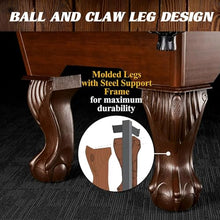 Seller123 Billiards 90" Ball and Claw Leg Pool Table with Cue Rack and Dartboard Set Burgundy