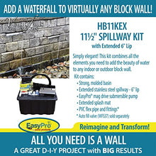 EasyPro Pond Products Vianti Falls Kit - Add a Waterfall to Any Block Wall - 11 ½” Stainless Spillway w/6” Extended Lip, Basin, EP850 Pump - No Light