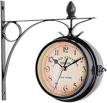 ZYBB Outdoor Garden Wall Clock, 8 Inch Double Sided Paddington Station Antique-Look Bracket Indoor Outdoor Decoration Outside Clock(Color:Black)