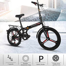HUUH Folding Bikes for Adults 20" 7 Speed City Folding Compact Bike Bicycle Urban Commuter Black