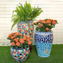 SDVantage Flower pots Outdoor Garden Flower Pot Flower PotHandmadeTile Craft Flower Pot Flower Pot Garden Balcony Terrace (E)