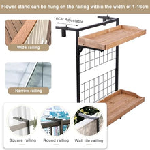 MARIYCH 2-Tier Hanging Railing Plant Holder, Balcony Flower Pot Display Holder with Adjustable Hooks, Set of 2 Metal Hanging Plant Shelf for Patio, Porch and Fence