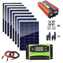 AUECOOR 800W Solar Panel Kit: 8pcs 100W Poly Panels + 2000W Off Grid Inverter + Solar Cable + LCD Solar Panel Controller + Z Mounting Brackets