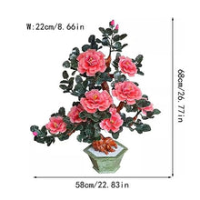 SYRIS Simulation Potted Plants Bonsai Tree Living Room Jade Crafts Flower Stand Tea Table Decoration Porch Decoration Jade Carving Peony Flower Bonsai Fake Plant Greenery Decor for Desk