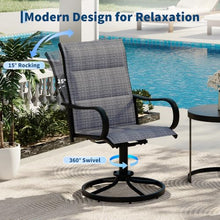 Garvee Patio Swivel Chair Set of 8 Outdoor Dining Chair Padded Mesh Blue