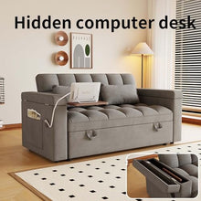 WDYLWFHW 65" Modern Dark Gray Velvet Foldable RV Love Seat Sofa