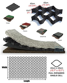 Permeable Pathway Grid Geocell, 2"/ 3"/ 4" Depth HDPE Gravel Grids for Garage Garden Stones Walkway, Flexible Cuttable Honeycomb Paving Stabilizer (Color : 4"/10cm High, Size : 3x50 m (10x164 ft))