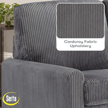 Serta® Darnold 53.5" Pull-Out Sleeper Loveseat, Twin Size, Dreamcoil® Comfort, Memory Foam Pull-Out Mattress, USB-C and USB-A Power Ports, Soft Corduroy Fabric, Grey