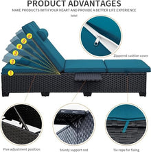 UOPYNE 2 PCS Pool Chairs, Patio PE Wicker Lounge Chairs, Outdoor Chaise Lounge, All-Weather PE Rattan Patio Chaise Lounge Chair, Wicker Poolside Lounge Chair Sunbathing Camping Beach