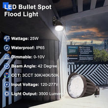 OSTEK 25W LED Bullet Spot Light Outdoor Landscape Lighting, 3CCT 3000K-4000K-5000K Selectable, 1/2" Knuckle Mount, 3500LM, 0-10V Dimmable Commercial Flag Pole Lights,120-277V (12 Pack)