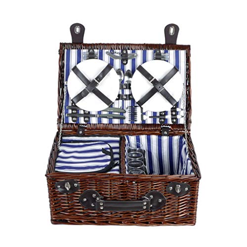 Storage Basket,Picnic Bags Garden&Outdoors Deluxe 4 Person Traditional Hamper with Cooler Compartment and Bottle Baskets Travel Camping