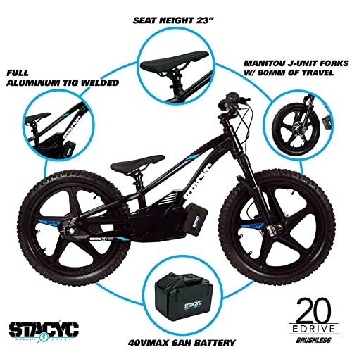 STACYC Brushless 20eDRIVE Electric Balance Bike for Kids Blue