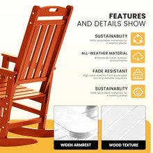 LOUNZY Outdoor Rocking Chair Set of 6 HDPE Patio Porch Rockers 380lbs Support Orange