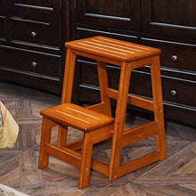 GAAHRQQQ Foldable Step Stool 2 Tier Step Stool Folding Solid Wood Flower Stand Household Ladder Chair Bench Seat Multifunction Indoor Indoor Outdoor Flower Stand Plant Stand