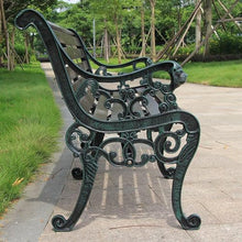 ERoomQ Outdoor GThe Bench,Outdoor GThe Park Patio Bench, Rust Resistant Cast Iron Frame Patio Lawn Bench, Weather Resistant Solid Wood Leisure Slatted Seat