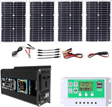 JYYEUTVCJ 6000W Off-Grid Solar Power Kit with 100W Waterproof Solar Panel & 50A Charge Controller for RVs, Boats(Black)