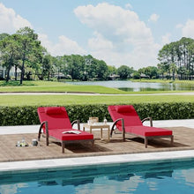 GarveeLife 2-Piece Rattan Patio Folding Chaise Lounge, 5-Position Adjustable Backrest Outdoor Lounge Chair with Cushion and Pillow for Poolside, Backyard, Deck, Porch, Red