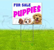Puppies for Sale (18" X 24") Yard Sign, Quantity Discounts, Multi-Packs, Includes Metal Step Stake, Bandit Sign