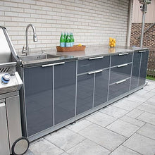 Blue Sky Outdoor Living, OKC3024GD2DG, 2-Door Outdoor Kitchen Cabinet – Heavy-Duty Tempered Glass Cabinet Doors – Weather-Resistant Modular Base for Patios and BBQ Islands – Slate Gray