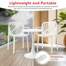 Costaelm Breakfast Table Set for 4, HDPE Patio Square Dining Table and Stackable Chairs, Outdoor Small Patio Furniture Set All Weather for Backyard Porch Poolside, White