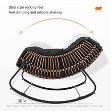 RUYICZB Outdoor Rocking Chair, Patio Wicker Egg Chair, Indoor & Outdoor Comfy Oversized Papasan Chair with Padded Cushion, Royal Rattan Rocker for Front Porch, Garden, Patio,Black