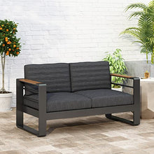 Roomfitters Modern 2-Seater Outdoor Loveseat with Aluminum Frame and Cushions Black