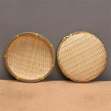 VUBYSG Round Hand-Woven Bamboo Fruit and Vegetable Basket Drain Basket Storage Basket Snack Biscuit Drying Tray Needed,18cm,18cm