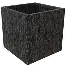 LeisureMod Verdura Mid-Century Modern 3-Piece Fiberstone Planter Set Black