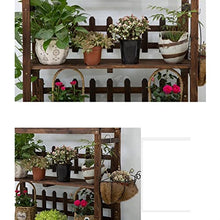 RWGOVLU Flower Stand Balcony Three-tier Potted Plant Bonsai Large Flower Stand Hanging Wood Stepped Indoor And Outdoor Courtyard Plant Stand