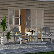 YEFU Oversized Plastic Adirondack Chair Set of 2 with Cup-Holder Weather Resistant Grey
