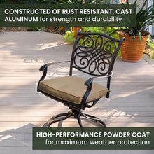 Hanover Traditions 9-Piece Patio Dining Set with Swivel Rocker Chairs and Tan Cushions
