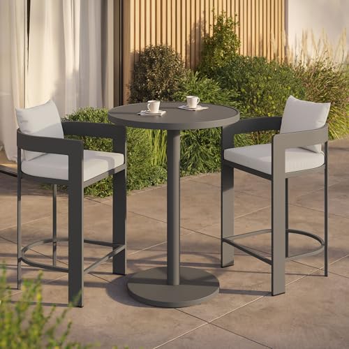 Modway Tahoe 3-Piece Outdoor Patio Bar Table Set in White