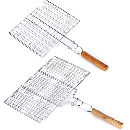 FRUPPL Portable BBQ Grilling Basket Stainless Steel Nonstick Barbecue Grill Basket Tools Grill Mesh for Fish Hamburger (Size : 33.5cm) (23cm)
