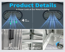 20 x 10 FT Metal Garage Shed, Large Metal Building Storage Shed with with 2 Lockable Doors&4 Air Vents, Galvanized Steel Prefab Shed Waterproof for Car, Truck, Bike, Tool, Dark Gray