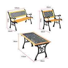 ELUKHT Garden Terrace Park Bench, Recreational Bench with mesh Pattern backrest and armrests, Solid Wood Seats and cast Iron Frame Garden Furniture (Combination 2)