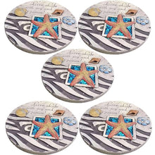 Elitix Stepping Stone Outdoor Step Decorative Stones Beach Themed, Colorful Stepping Stone for Walkway Yard Terrace Patio, Round Ornaments Stone for Pathway Pavers(Color:Beach Style A,Size:5-pcs)