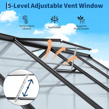 8x12 FT Greenhouse for Outdoors, Polycarbonate Greenhouse with Roof Vent, Ground Nails, Lockable Push Door, Aluminum Large Walk-in Green House for Outside Garden Backyard, Patio, Lawn